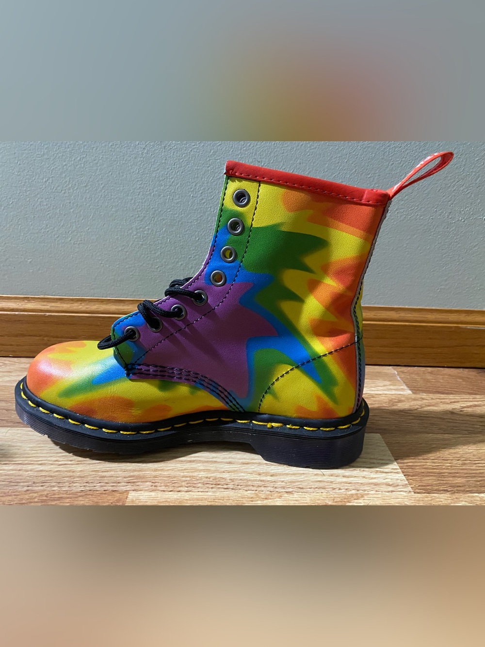 Doc Martens Colorful Tie-Dye Lace-Up Combat Boots New - Picture 7 of 11
